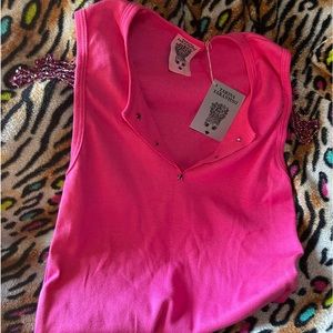 Tarina Tarantino Swarovski Hot Pink Sleeveless Top